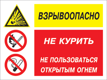 Кз 58 взрывоопасно - не курить и не пользоваться открытым огнем. (пластик, 600х400 мм) - Знаки безопасности - Комбинированные знаки безопасности - Магазин охраны труда и техники безопасности stroiplakat.ru