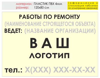 Информационный щит "работы по ремонту" (пластик, 120х90 см) t06 - Охрана труда на строительных площадках - Информационные щиты - Магазин охраны труда и техники безопасности stroiplakat.ru