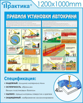 C33 Стенд правила установки автокранов (1200х1000 мм, пластик ПВХ 3мм, Прямая печать на пластик) - Стенды - Тематические стенды - Магазин охраны труда и техники безопасности stroiplakat.ru